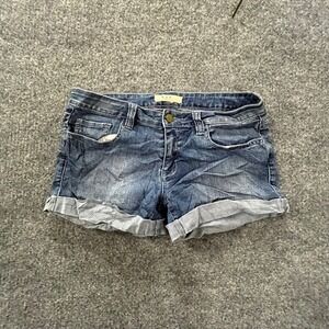 XXI Boutique Shorts Womens Size 28 Blue Cuffed Hem Casual Stretch Denim Jean
